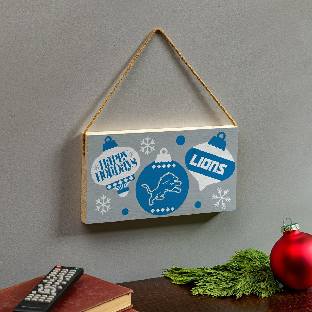 Detroit Lions Holiday Wood Wall Sign, 6x11 - NFL Home