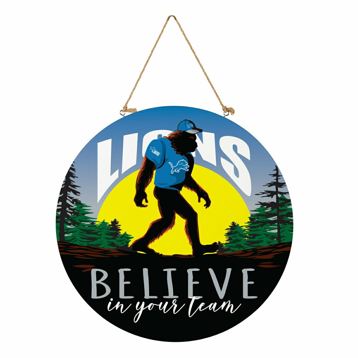 Detroit Lions Bigfoot Round Door Décor with Hanging Rope, 18x18 - NFL Home