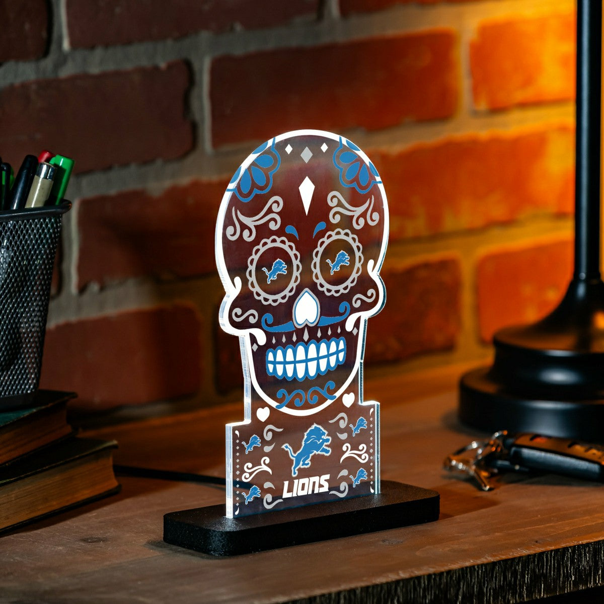 Detroit Lions NFL Football Sugar Skull Desklite LED Decor - NFL Home