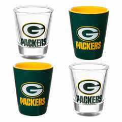 Green Bay Packers 4-Piece Ceramic and Glass 2oz. Shot Glass Set - NFL Home