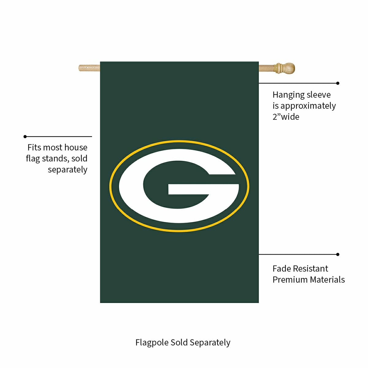Green Bay Packers Applique House Flag - NFL
