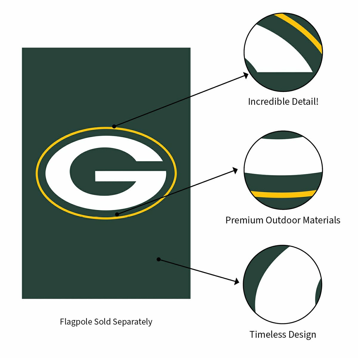 Green Bay Packers Applique House Flag - NFL