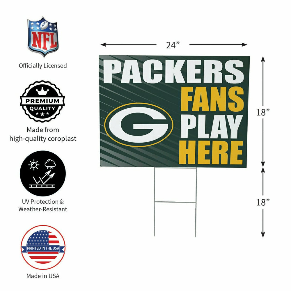 Green Bay Packers Coroplast Yard Sign "Fans Play Here" - NFL Home