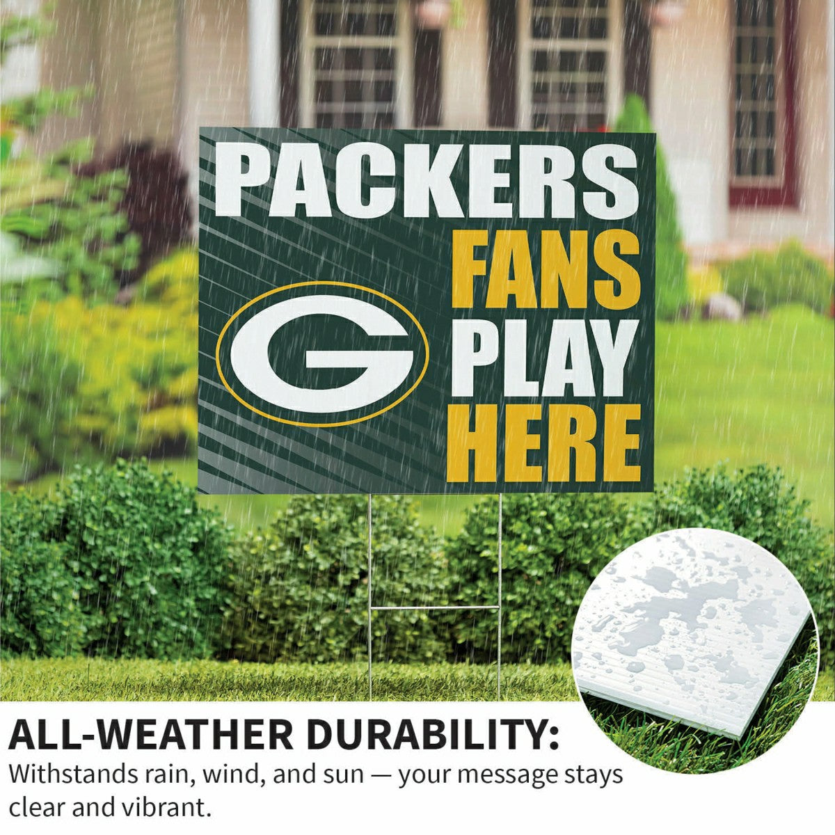 Green Bay Packers Coroplast Yard Sign "Fans Play Here" - NFL Home