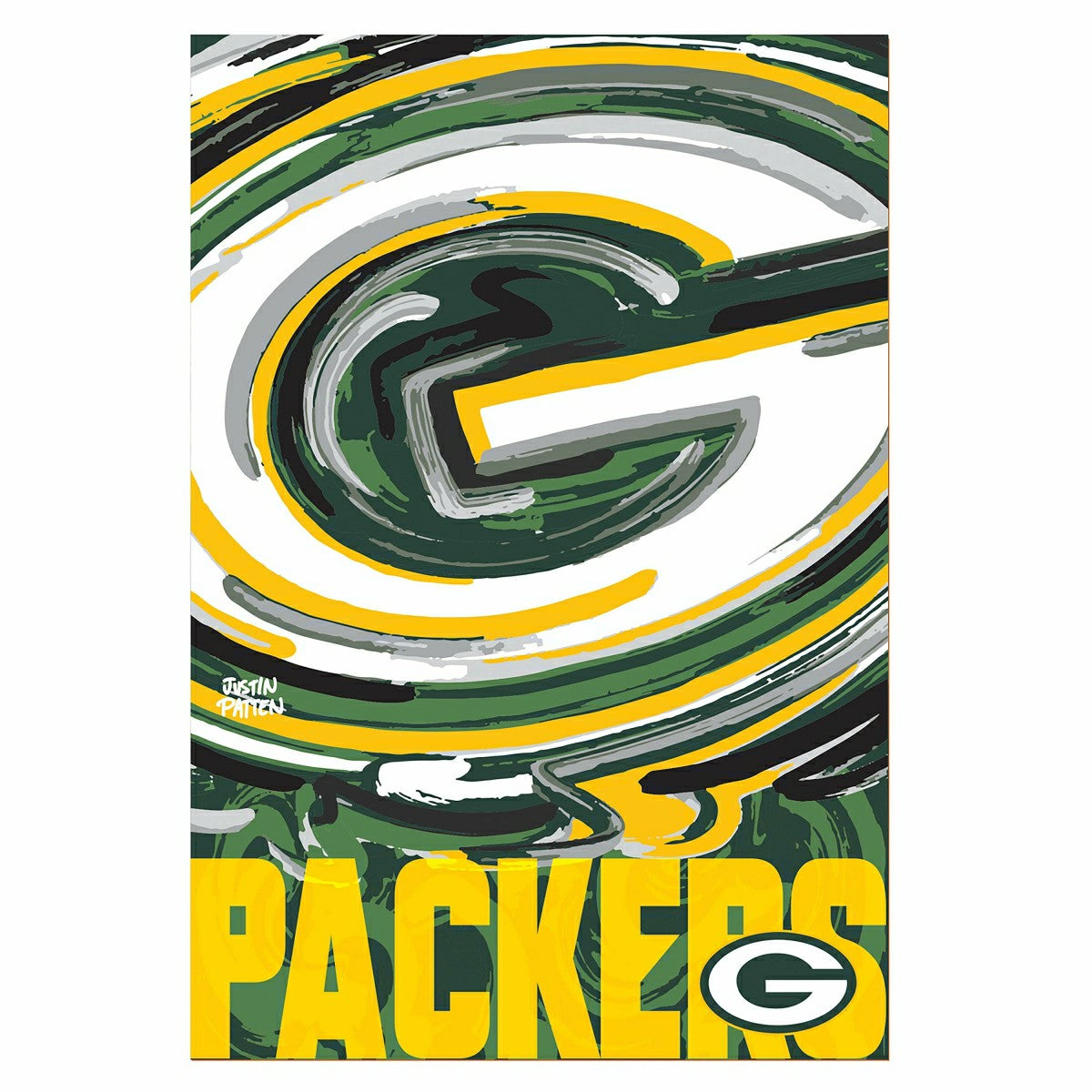 Green Bay Packers Justin Patten Logo Suede Garden Flag - NFL
