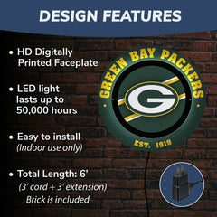 Green Bay Packers, Metal Lite, Round - NFL