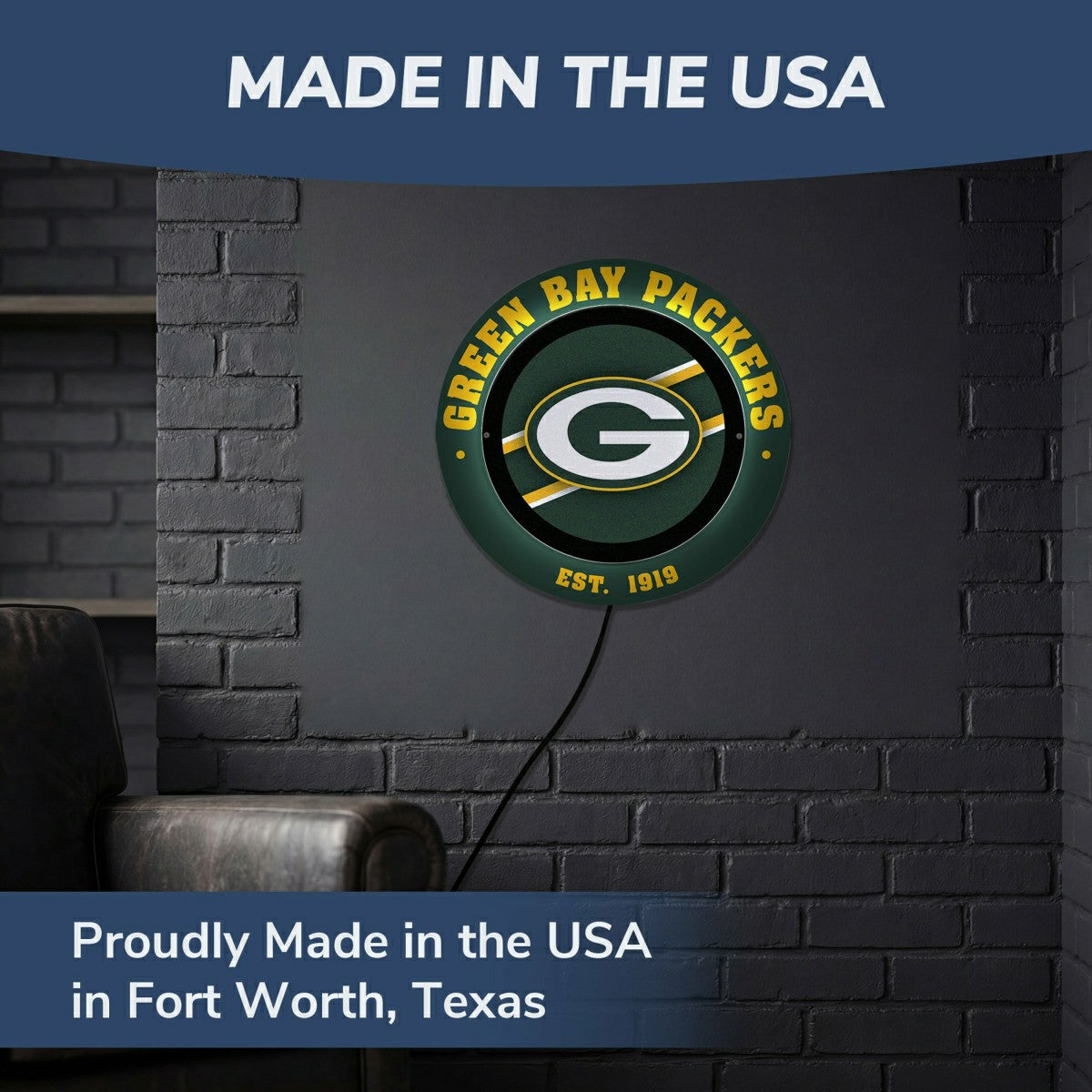 Green Bay Packers, Metal Lite, Round - NFL