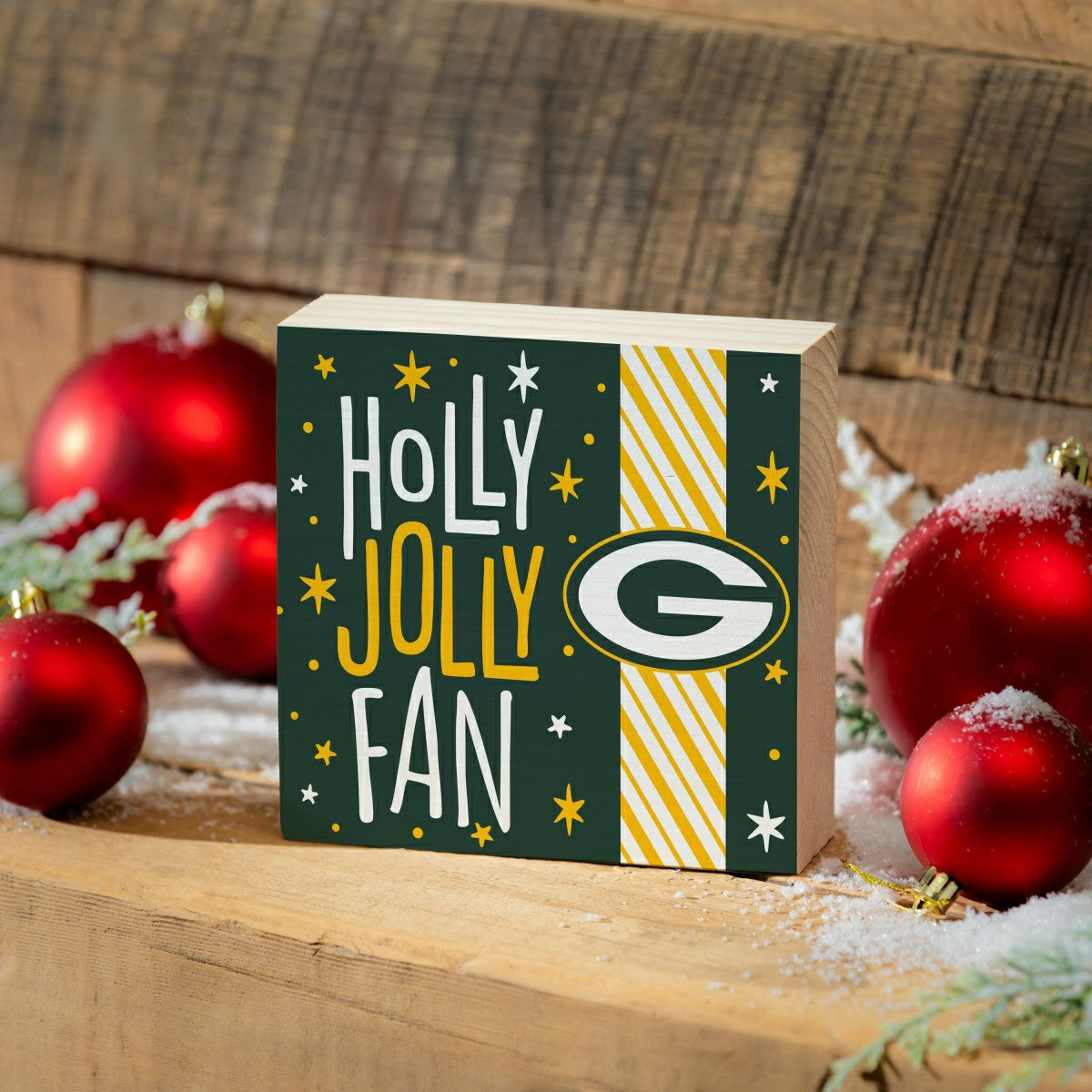 Green Bay Packers Block, Holiday, 6x6 - NFL Home