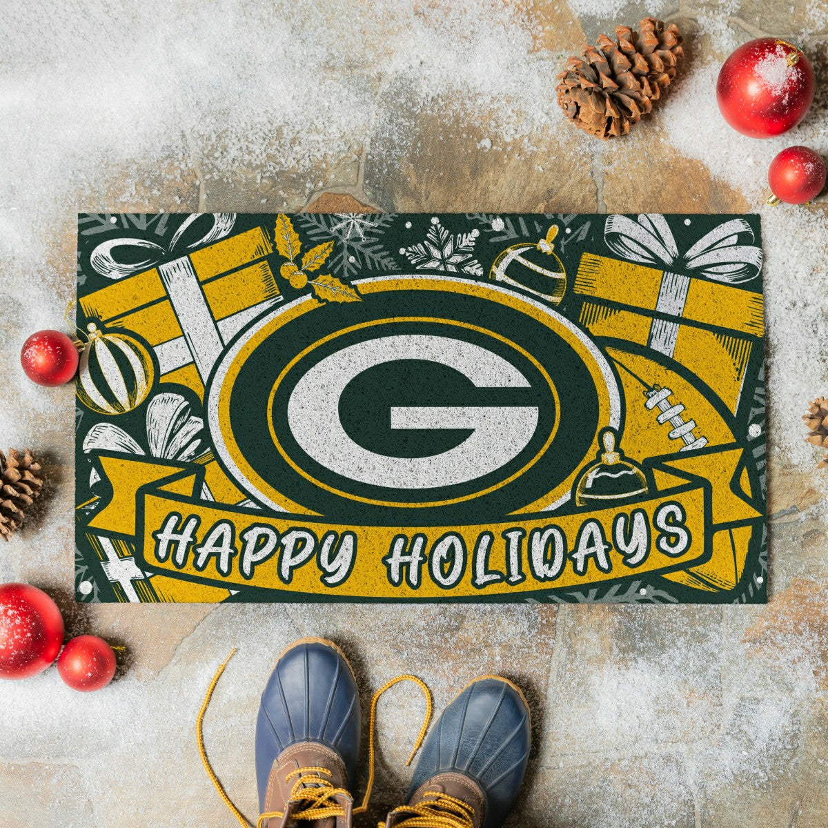 Green Bay Packers Holiday PVC Mat, 28"x16" - NFL