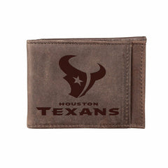 Front Pocket Wallet w/ RFID Blocking, Houston Texans, Brown - NFL Home
