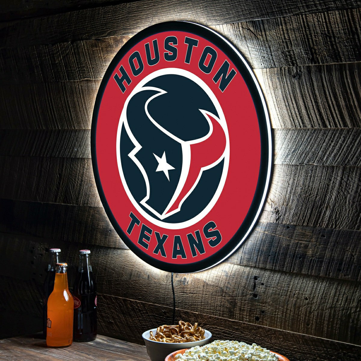 LED Wall Decor, Round, Houston Texans - NFL Home