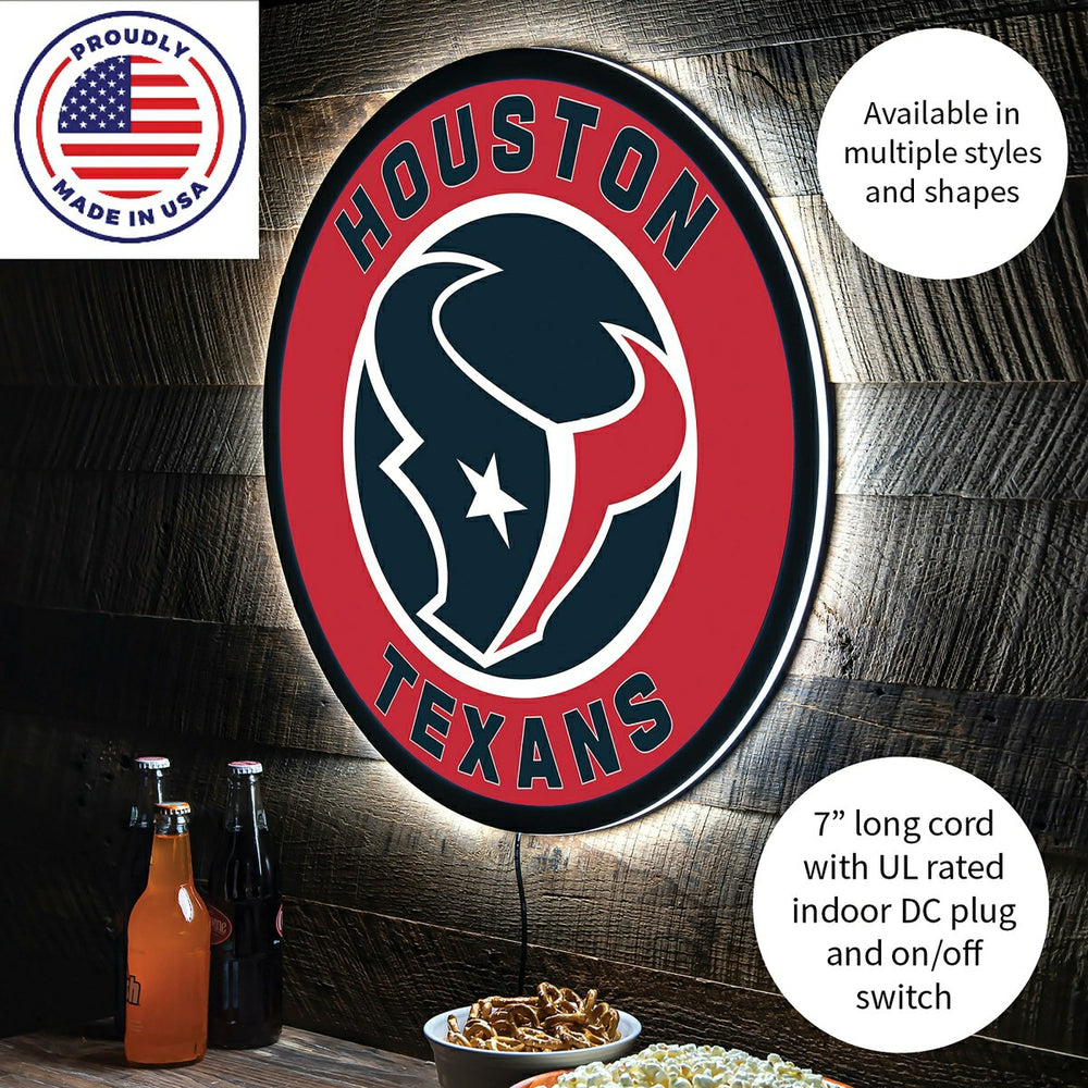 LED Wall Decor, Round, Houston Texans - NFL Home