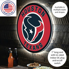 LED Wall Decor, Round, Houston Texans - NFL Home