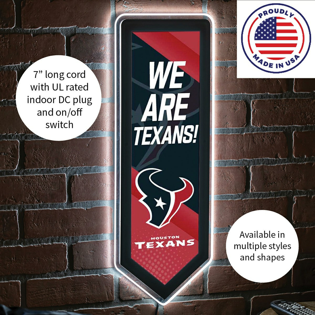 LED Wall Decor, Pennant, Houston Texans - NFL Home