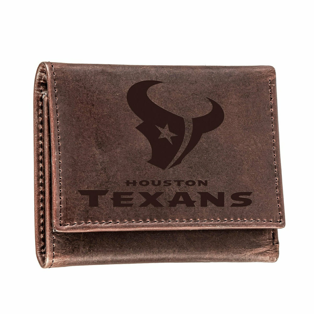 Houston Texans, Tri-Fold Wallet, Brown, CH, 100% Genuine Leather - NFL Home