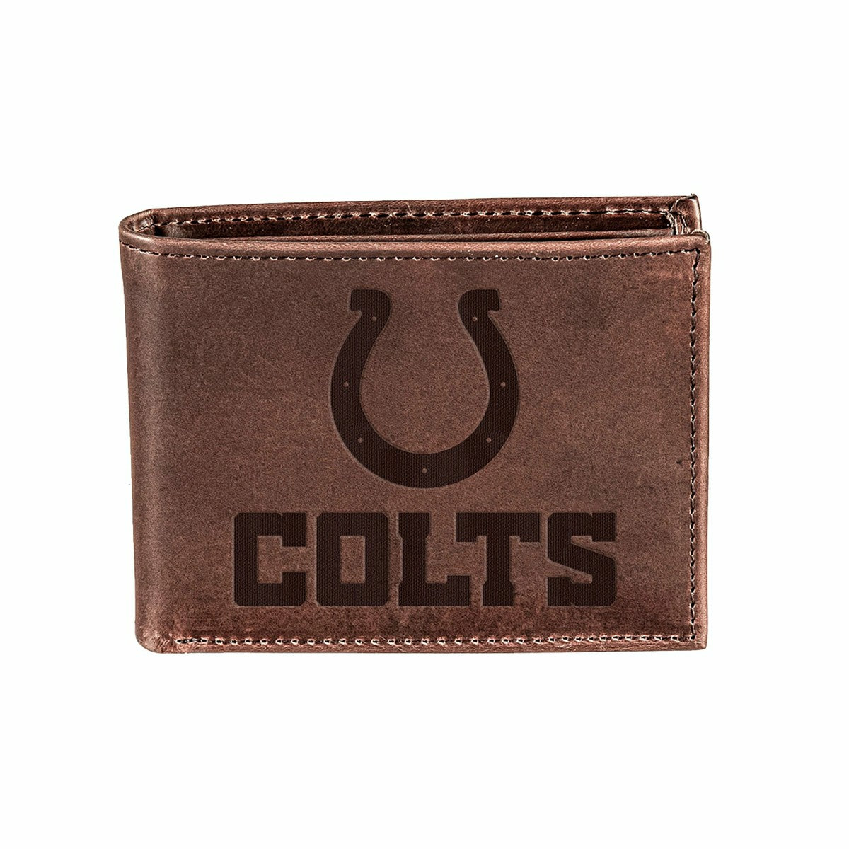 Indianapolis Colts, Bi-Fold Wallet, Brown, CH, 100% Genuine Leather - NFL Home