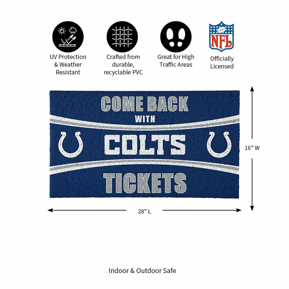 28" x 16" PVC Trapper Mat, Come Back with Tickets, Indianapolis Colts - NFL