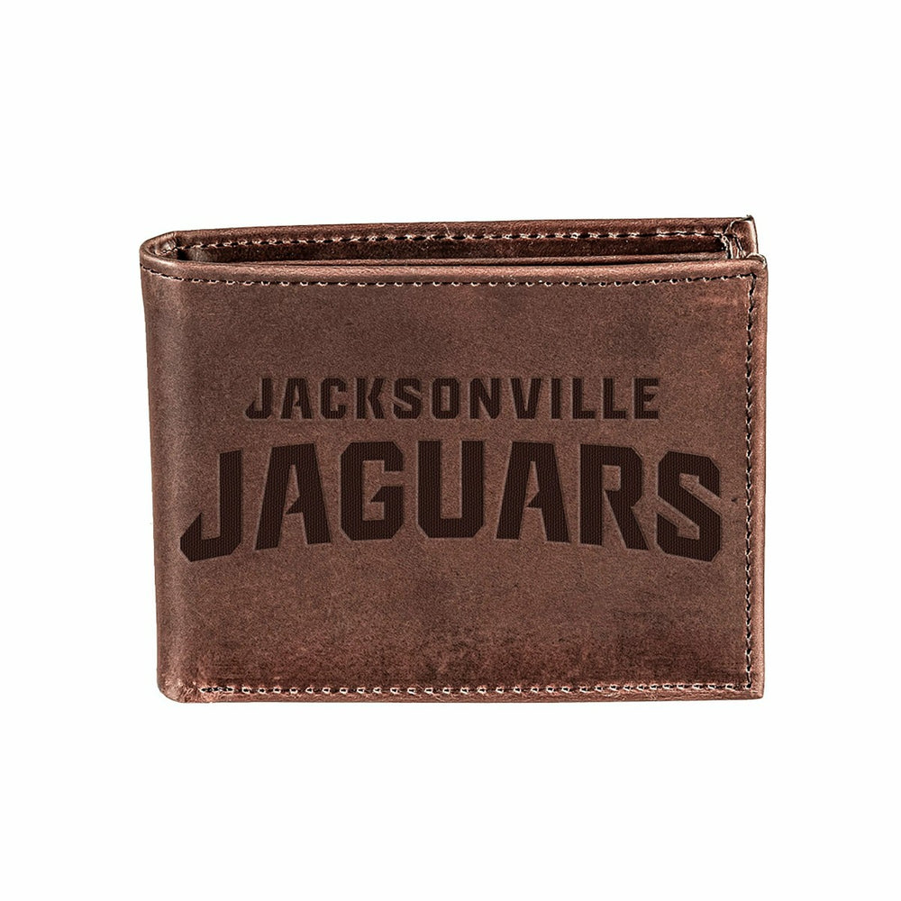 Jacksonville Jaguars, Bi-Fold Wallet, Brown, CH, 100% Genuine Leather - NFL Home