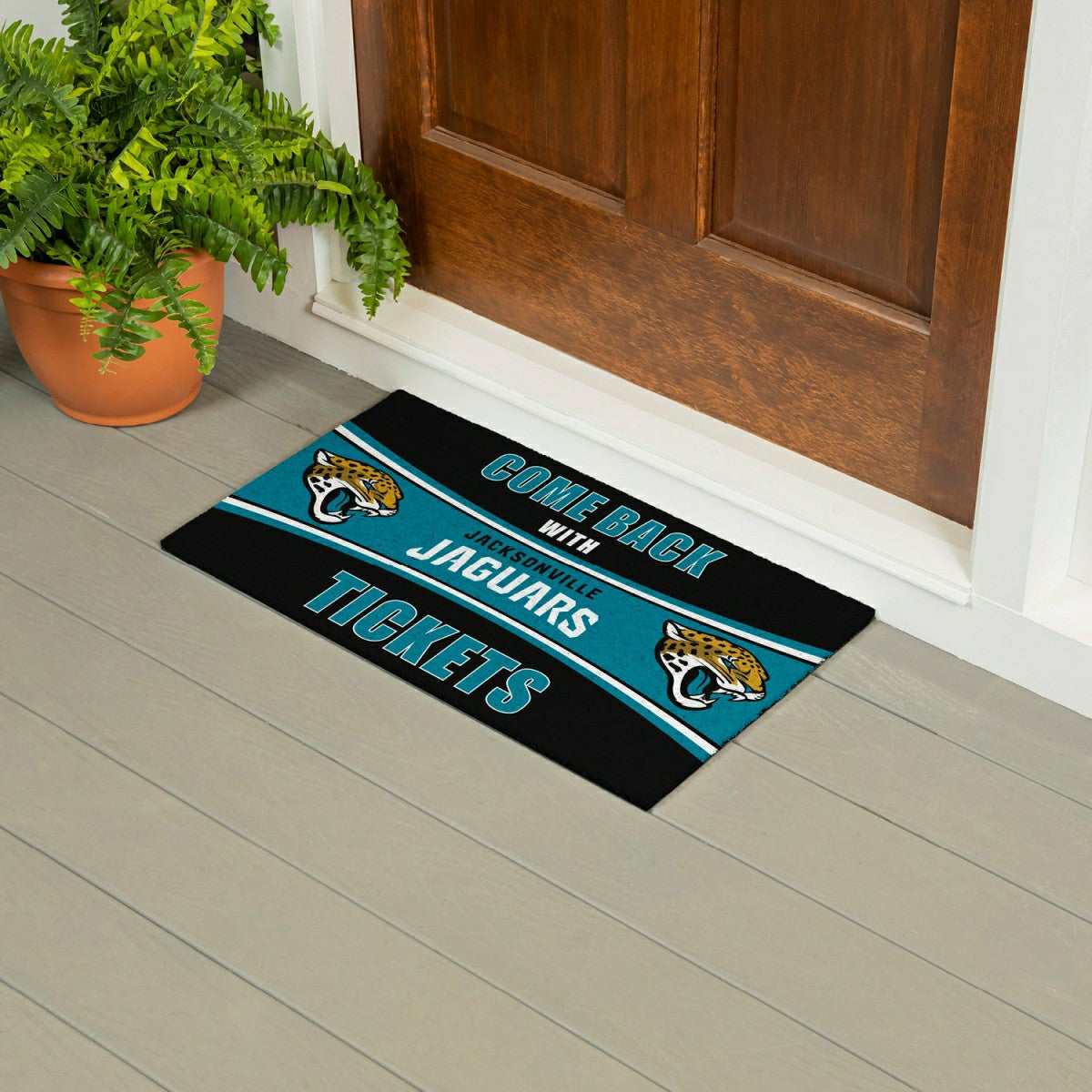 28" x 16" PVC Trapper Mat, Come Back with Tickets, Jacksonville Jaguar - NFL