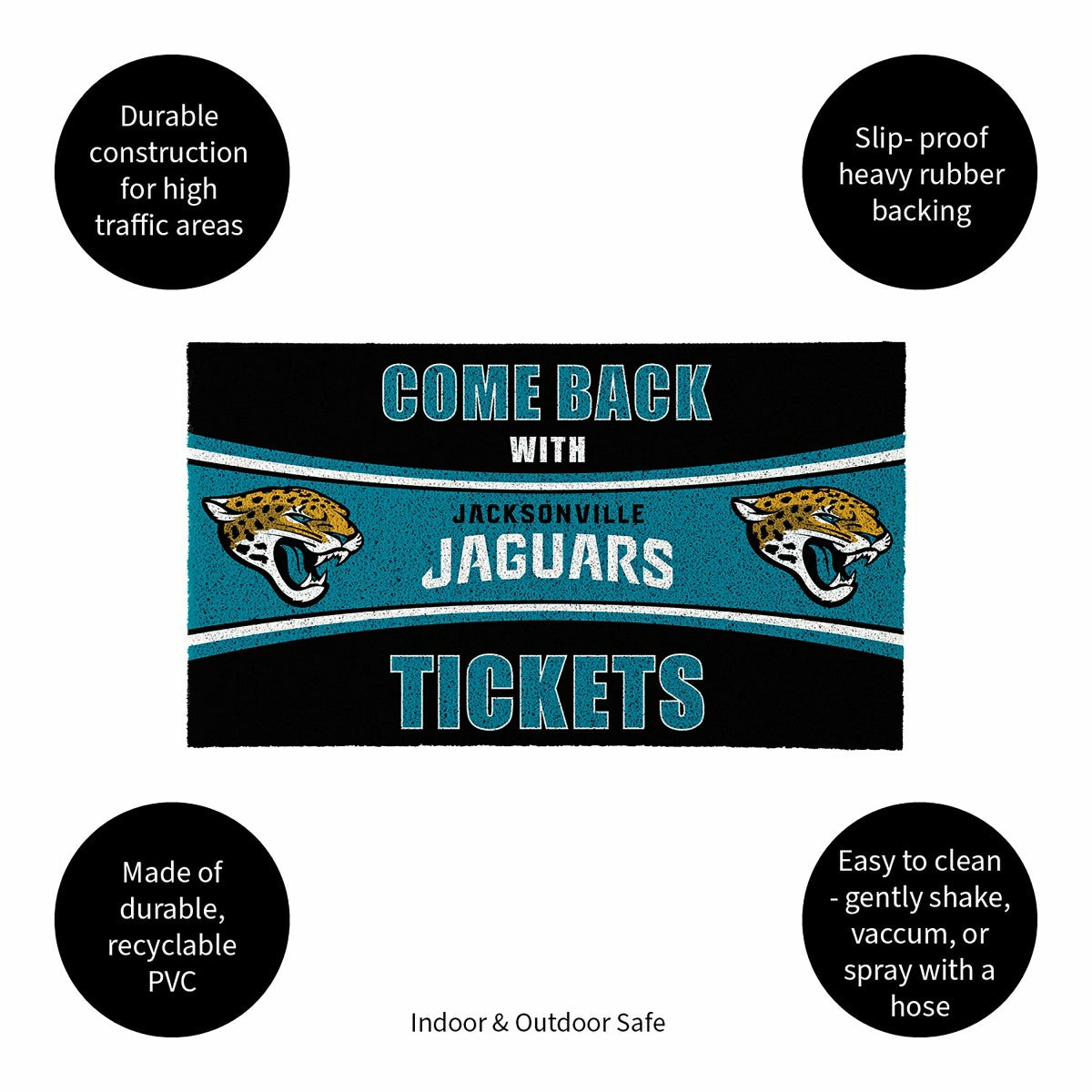 28" x 16" PVC Trapper Mat, Come Back with Tickets, Jacksonville Jaguar - NFL