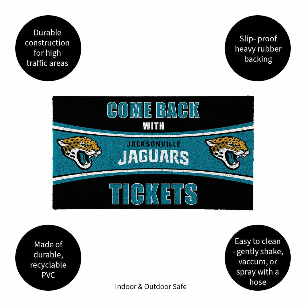 28" x 16" PVC Trapper Mat, Come Back with Tickets, Jacksonville Jaguar - NFL