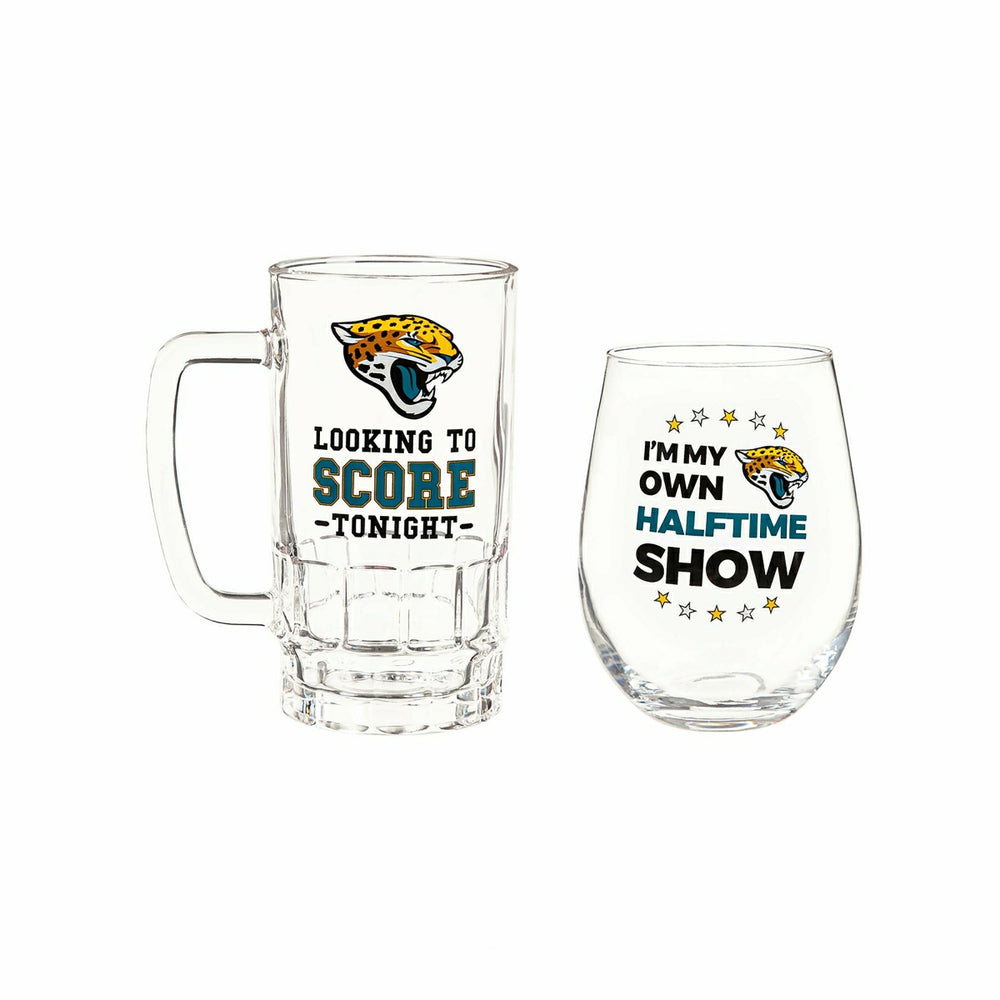 Jacksonville Jaguars, Stemless 17OZ Wine & Beer 16 OZ Gift Set - NFL Home