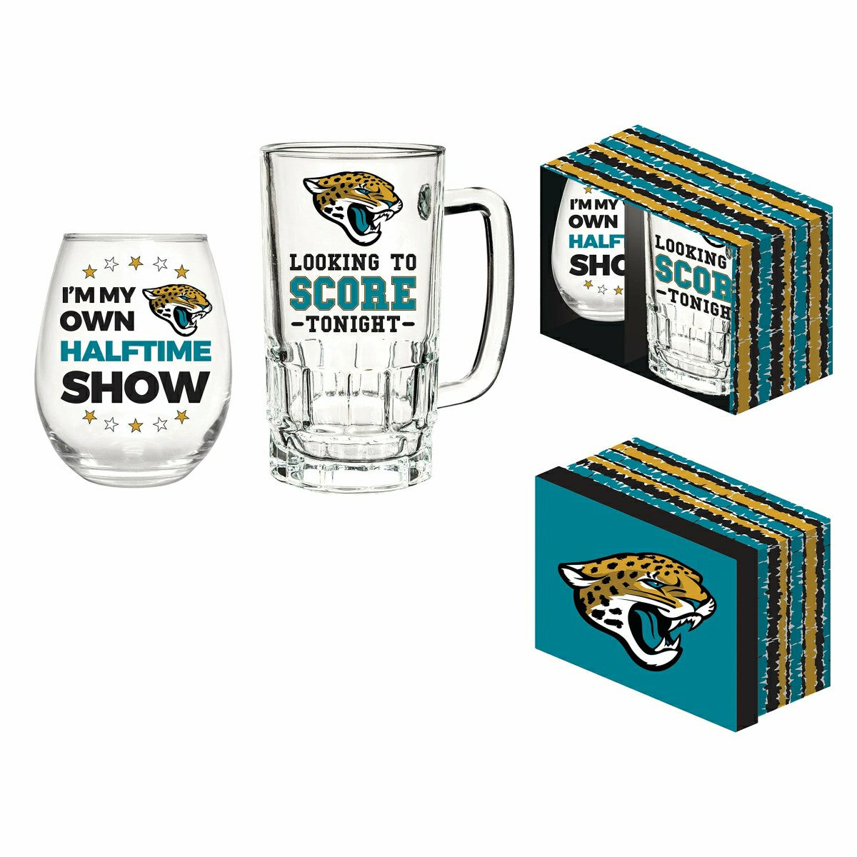 Jacksonville Jaguars, Stemless 17OZ Wine & Beer 16 OZ Gift Set - NFL Home