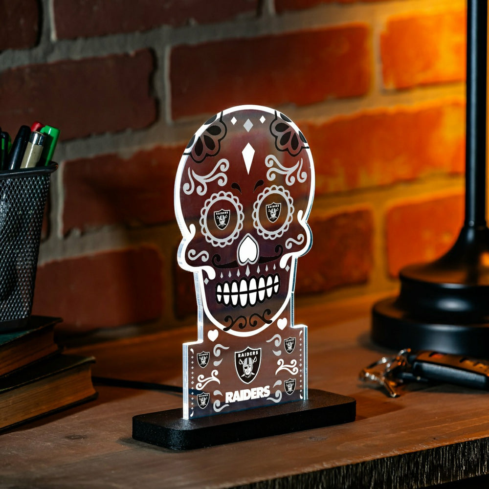Las Vegas Raiders NFL Football Sugar Skull Desklite LED Decor - NFL Home