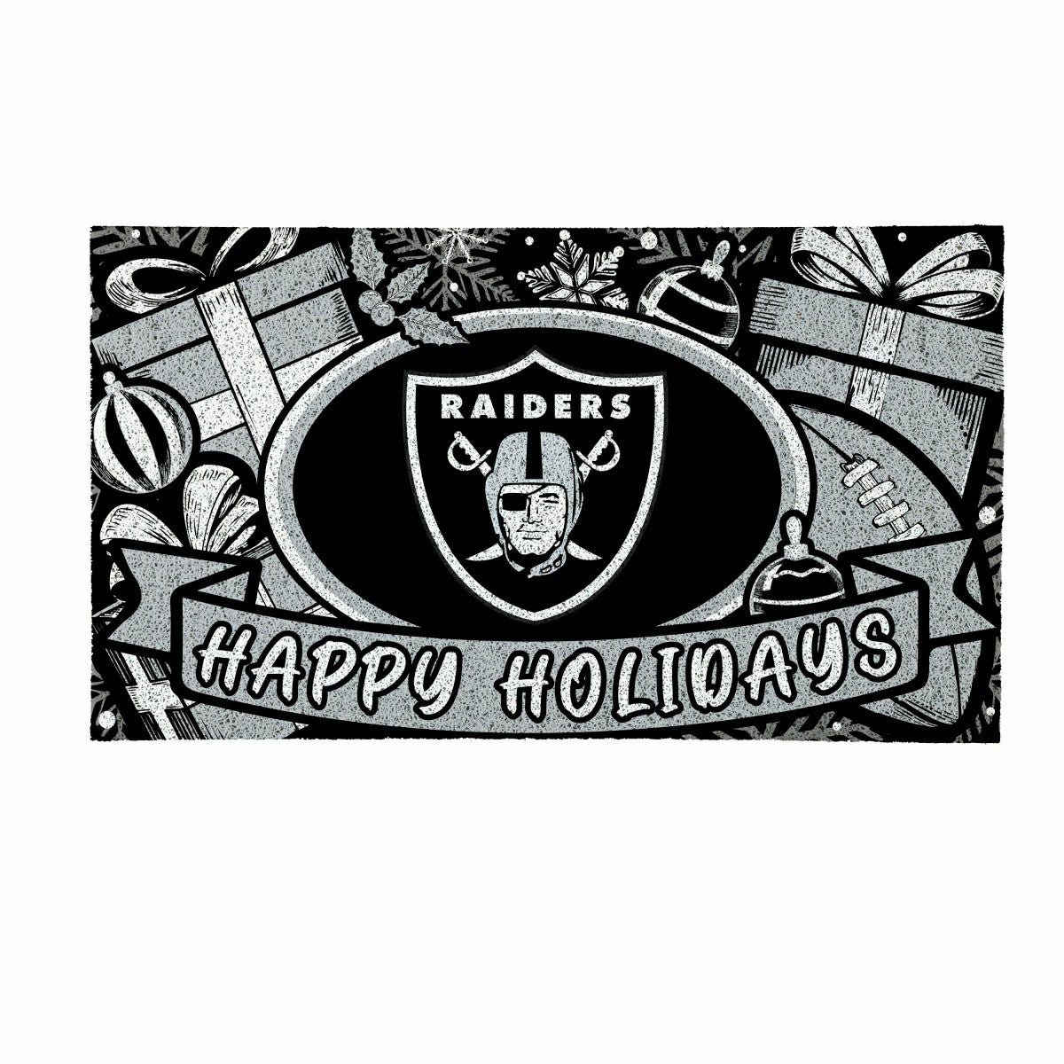 LAS VEGAS RAIDERS Holiday PVC Mat, 28"x16" - NFL