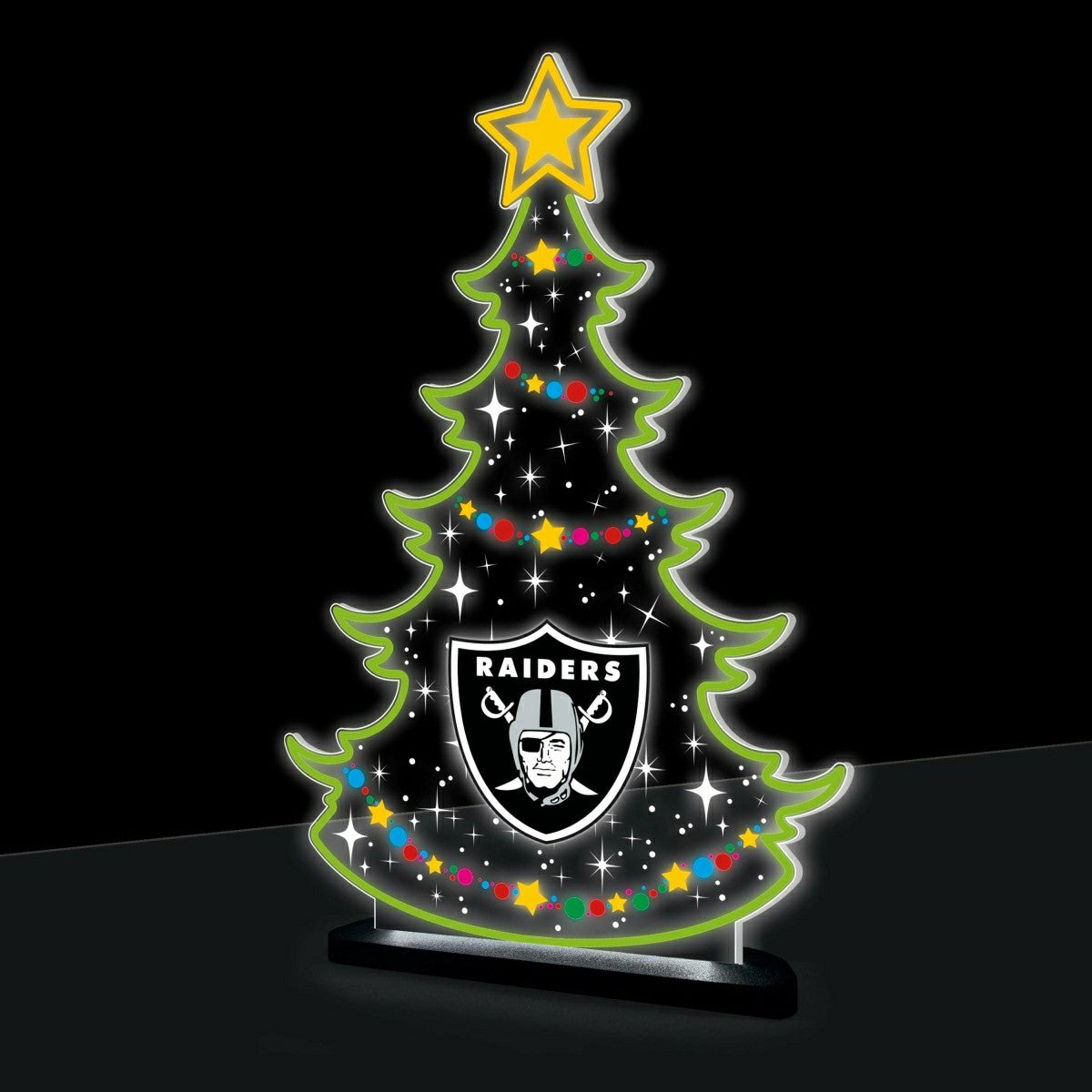 Las Vegas Raiders NFL Football Holiday Tree Desklite LED Decor - NFL Home