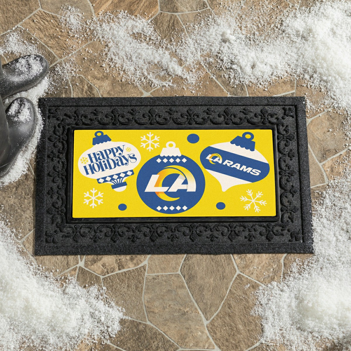 Los Angeles Rams Holiday Flocked Coir Sassafras Switch Mat, 22"x10" - NFL