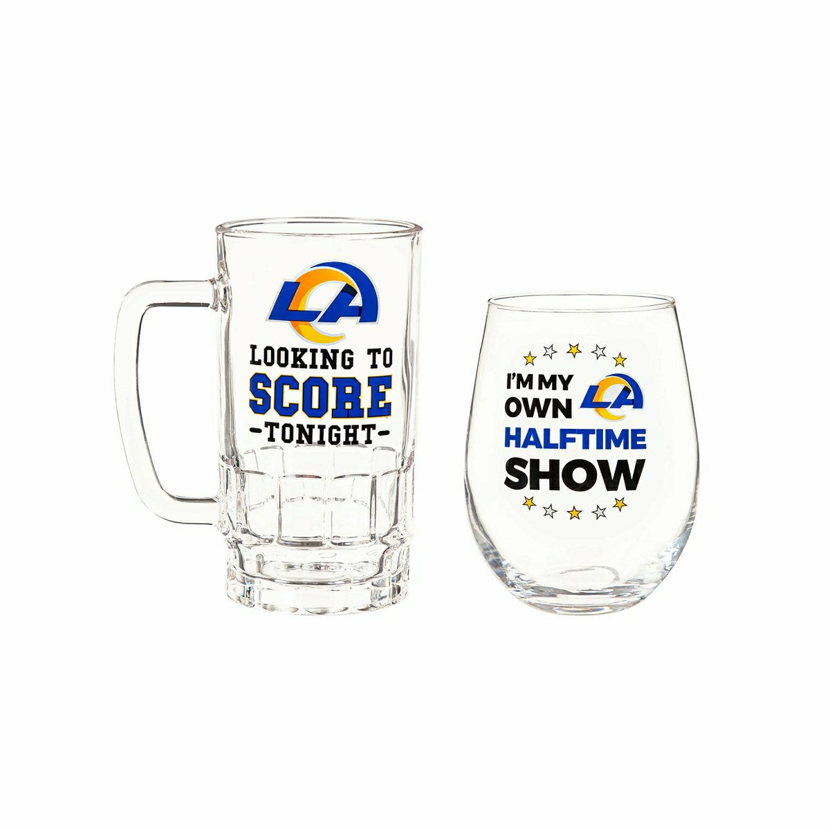 Los Angeles Rams, Stemless 17OZ Wine & Beer 16 OZ Gift Set - NFL Home