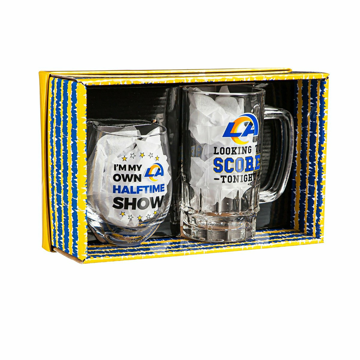 Los Angeles Rams, Stemless 17OZ Wine & Beer 16 OZ Gift Set - NFL Home