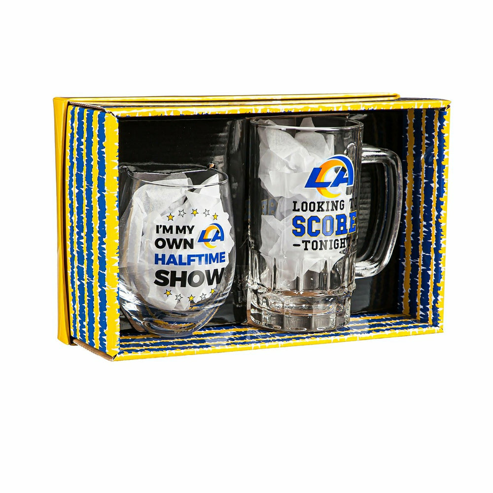 Los Angeles Rams, Stemless 17OZ Wine & Beer 16 OZ Gift Set - NFL Home