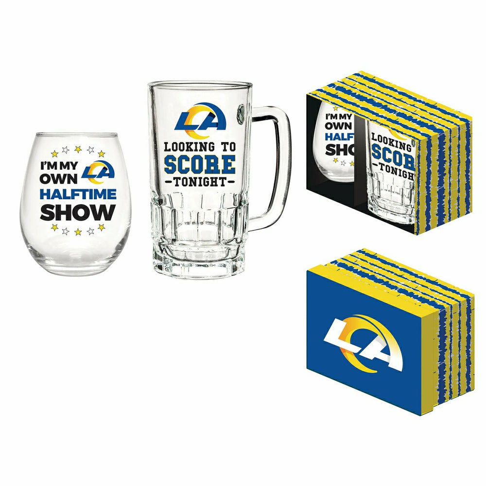 Los Angeles Rams, Stemless 17OZ Wine & Beer 16 OZ Gift Set - NFL Home