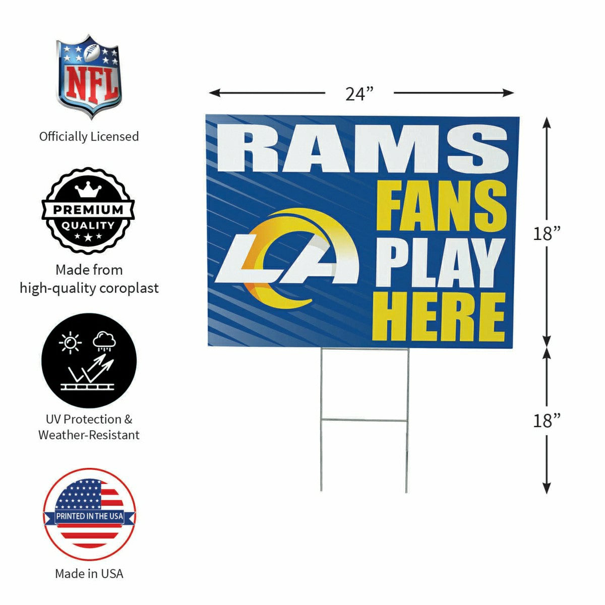 Los Angeles Rams Coroplast Yard Sign "Fans Play Here" - NFL Home