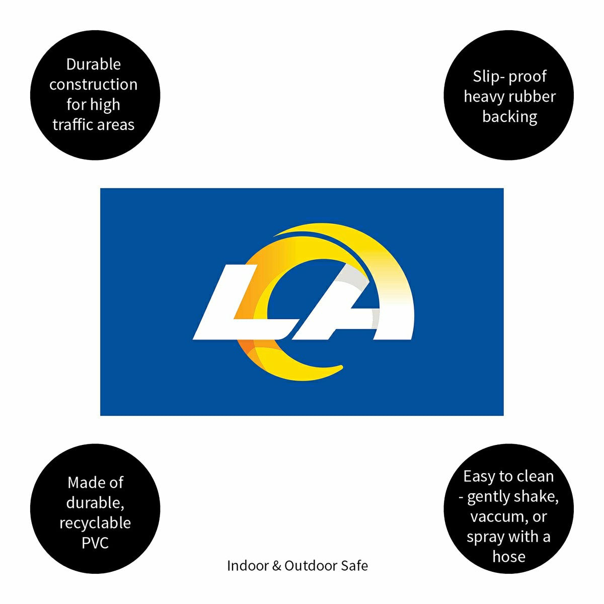 Full Color PVC Mat, 16" x 28", Los Angeles Rams - NFL