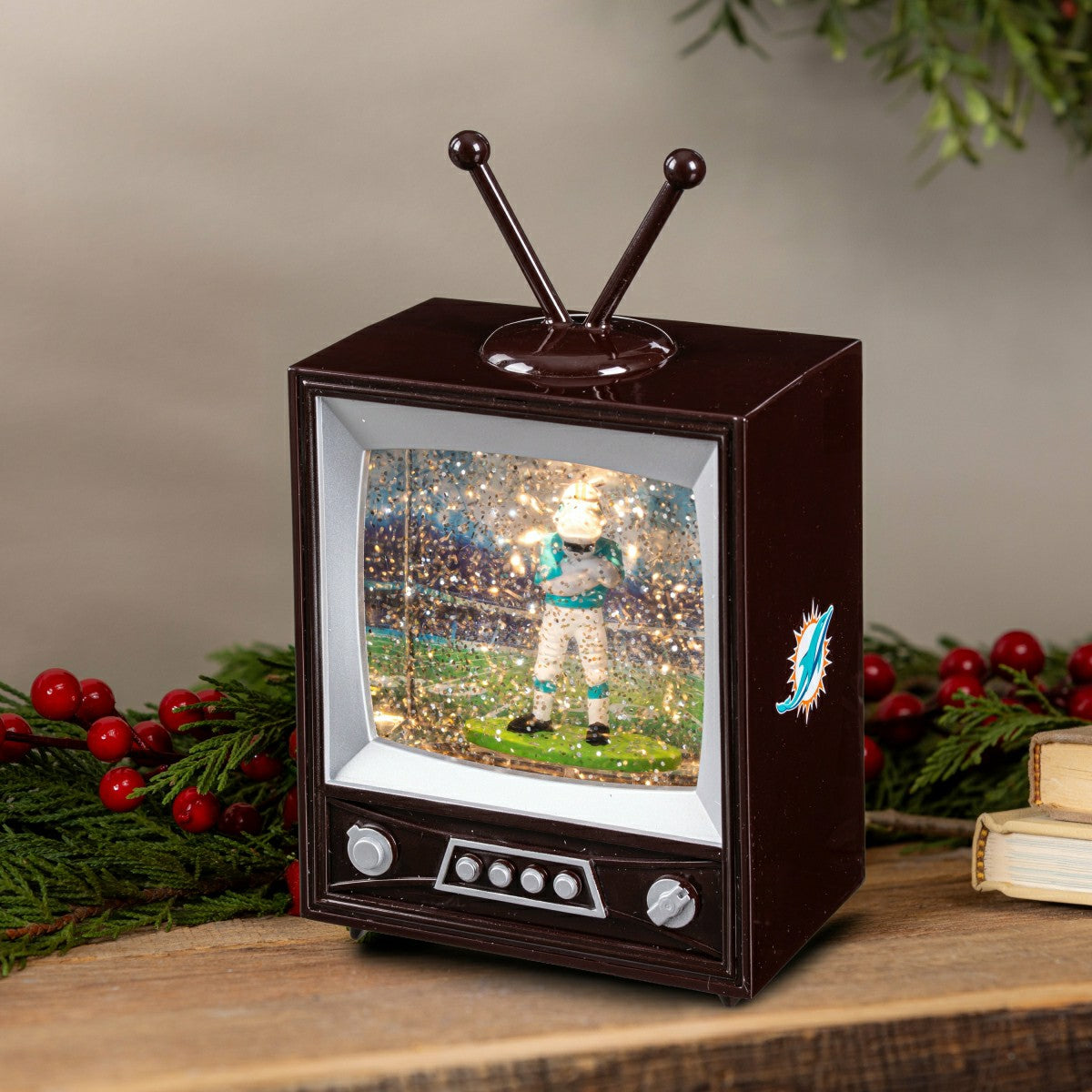 Miami Dolphins Vintage TV Water Lantern - NFL Home