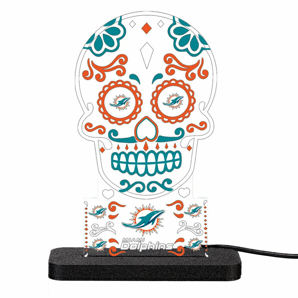 Miami Dolphins NFL Football Sugar Skull Desklite LED Decor - NFL Home