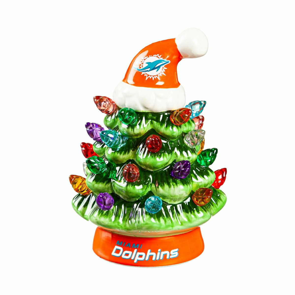 4" Mini LED Tabletop Christmas Tree, Set of 2, Miami Dolphins - NFL Home