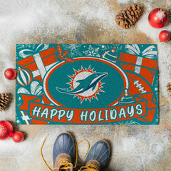 Miami Dolphins Holiday PVC Mat, 28"x16" - NFL