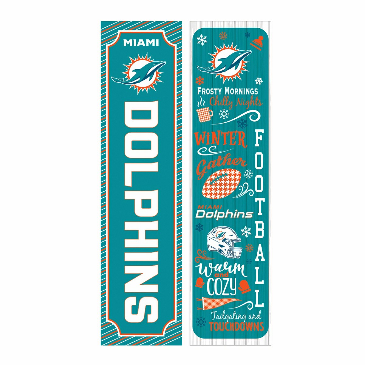 46" Double Sided Leaner, Miami Dolphins, Winter Seasonal - NFL Home