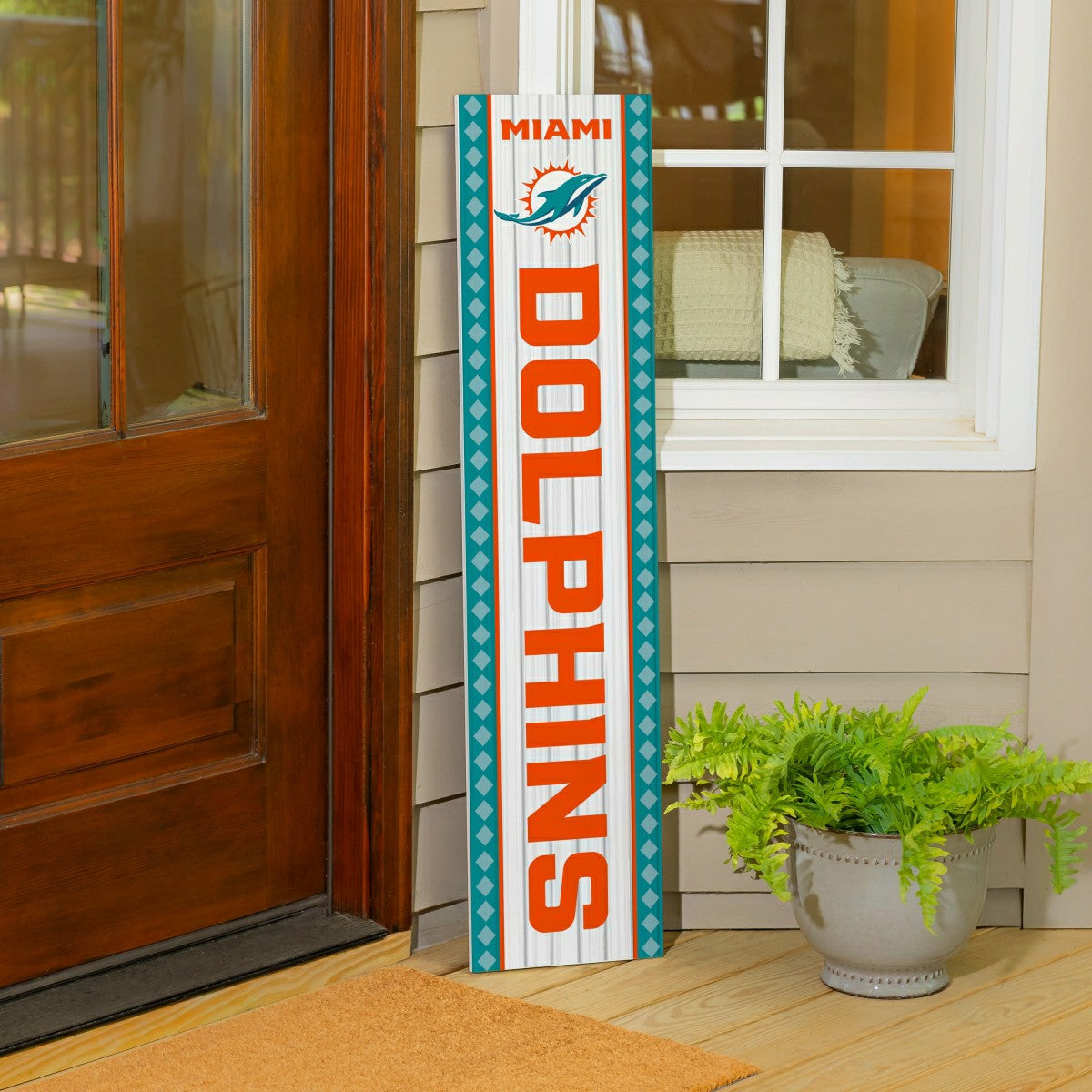 47" Double Sided Leaner, Miami Dolphins, Christmas - NFL Home