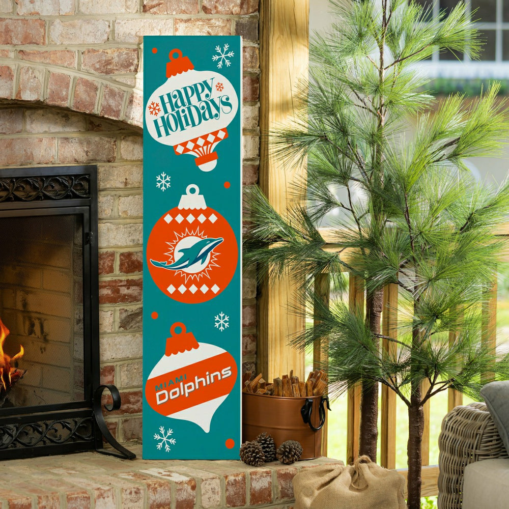 47" Double Sided Leaner, Miami Dolphins, Christmas - NFL Home