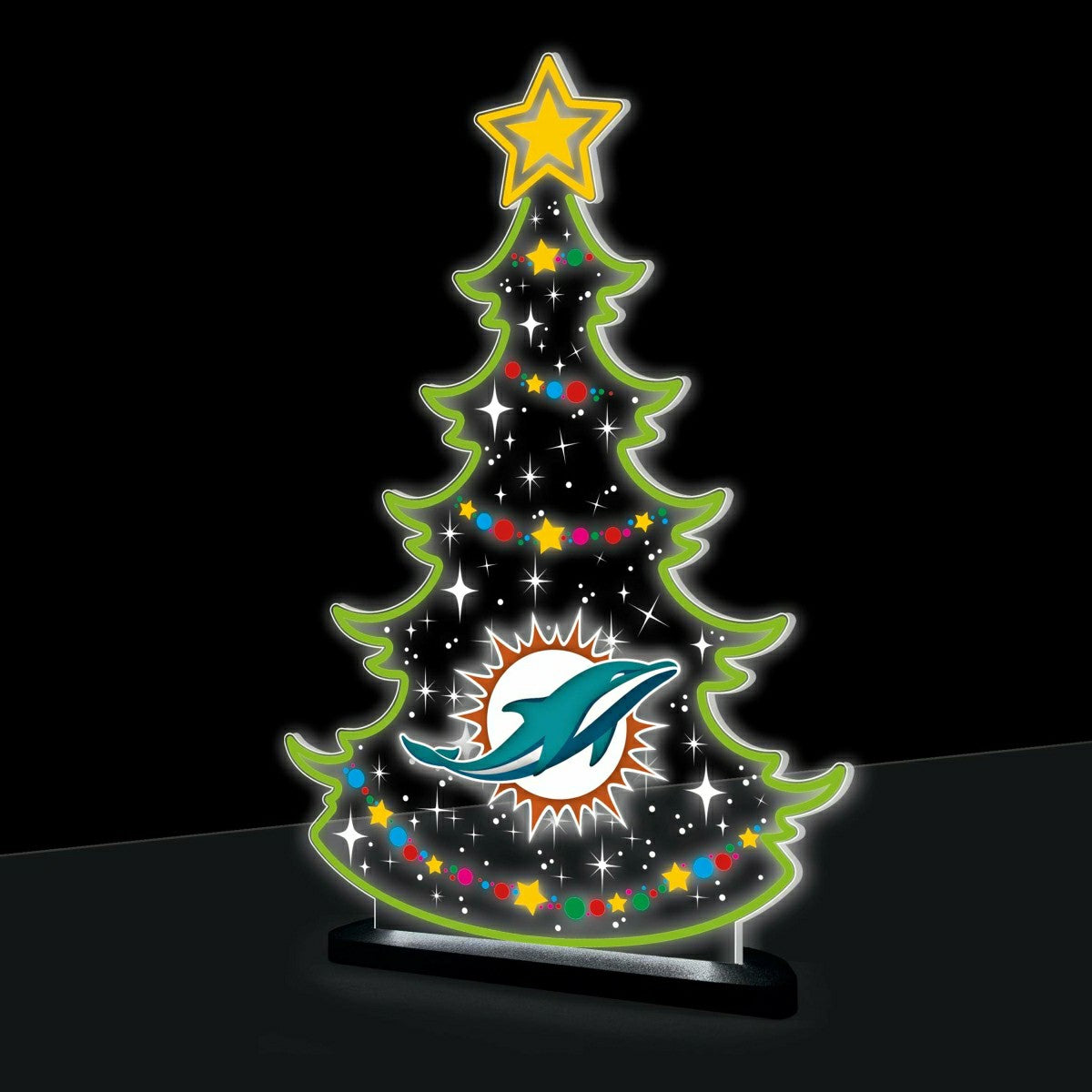 Miami Dolphins NFL Football Holiday Tree Desklite LED Decor - NFL Home