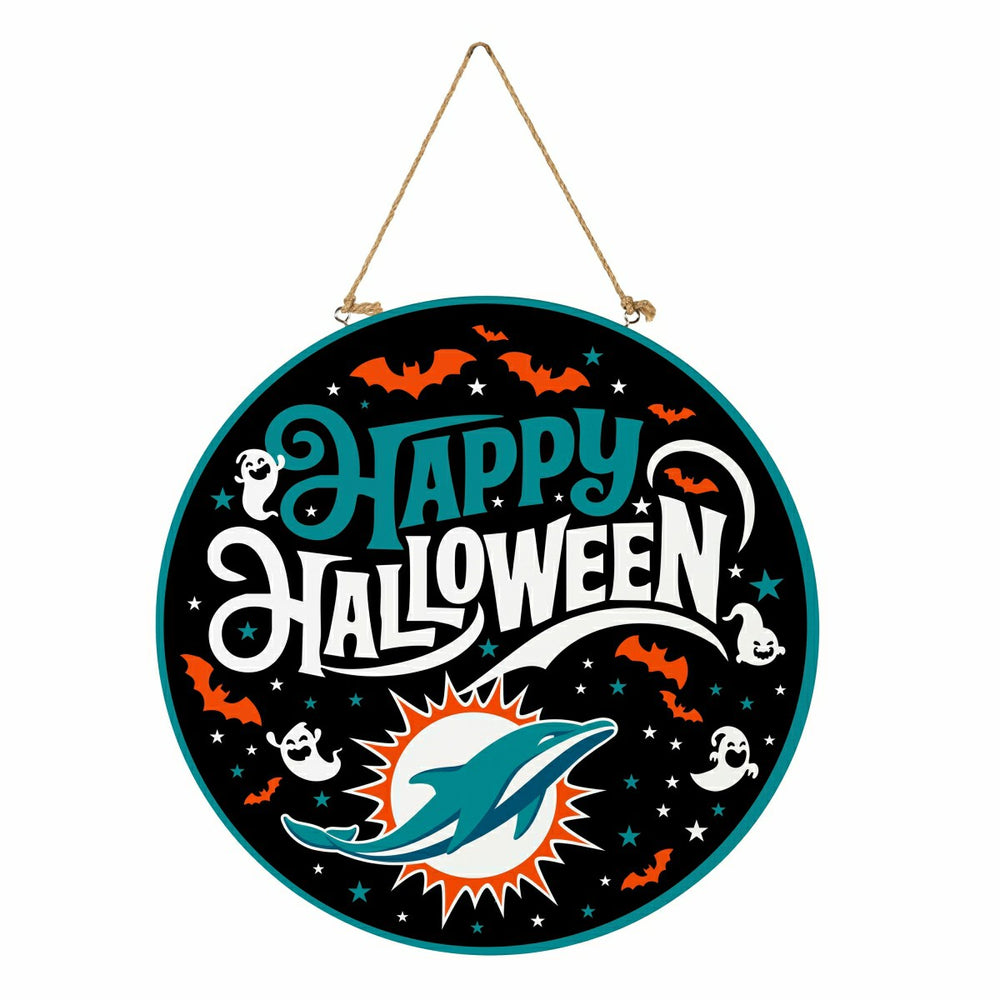 Miami Dolphins Halloween Round Door Décor with Hanging Rope, 18x18 - NFL Home