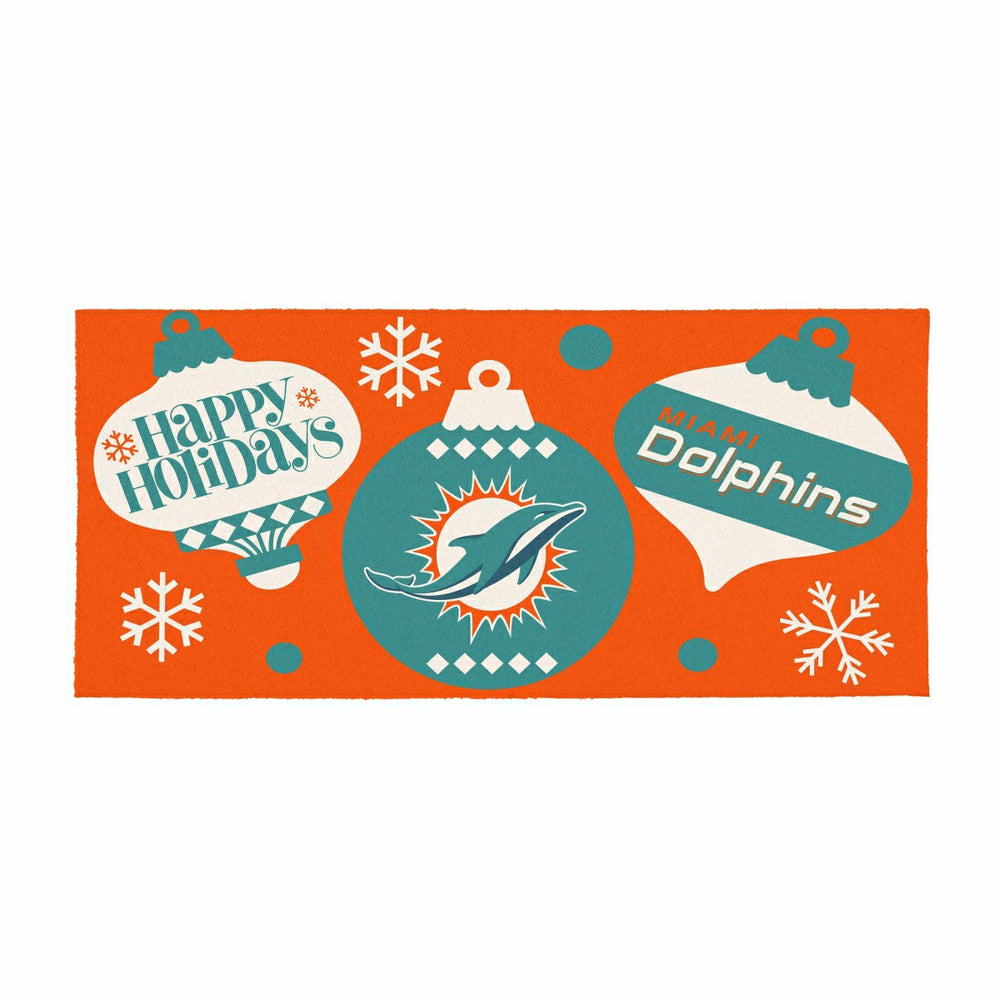 Miami Dolphins Holiday Flocked Coir Sassafras Switch Mat, 22"x10" - NFL