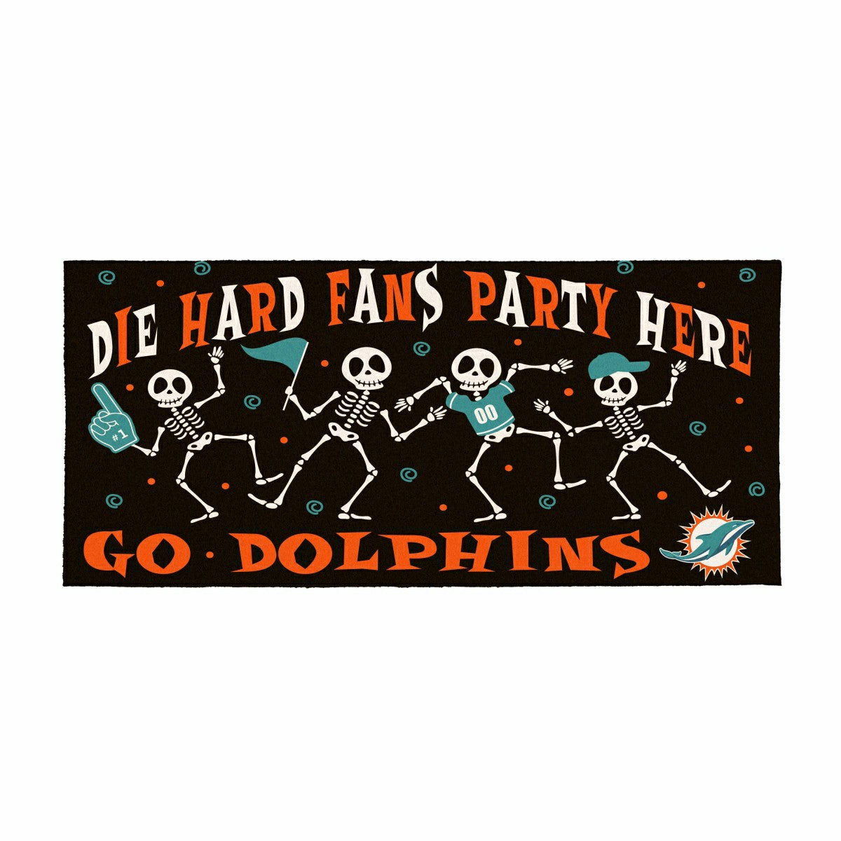 Miami Dolphins Flocked Coir Halloween Sassafras Switch Mat, 22"x10" - NFL