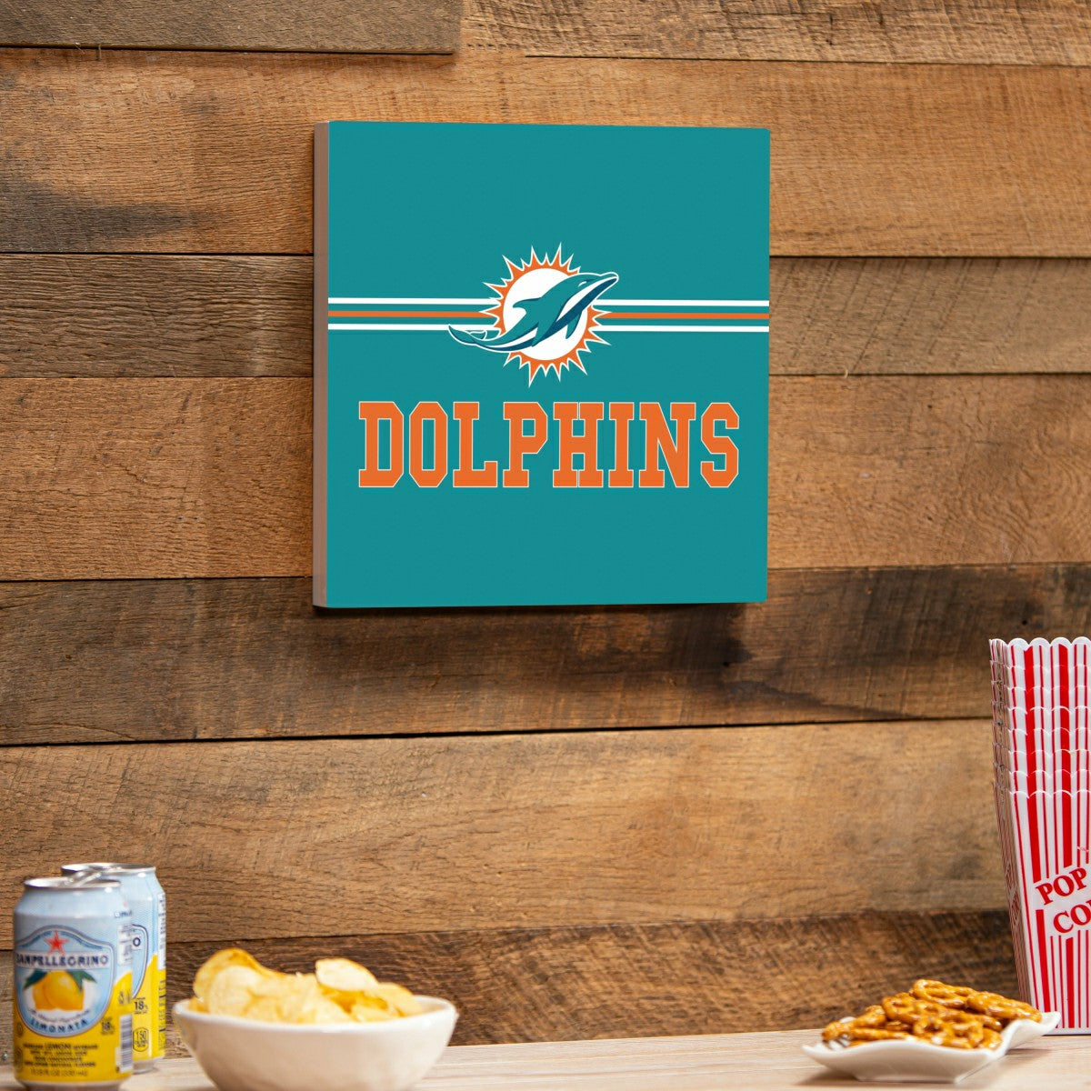 Miami Dolphins Wood Wall Sign, 12x12 - NFL Home