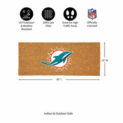 Miami Dolphins Extra Large Full Color Coir Mat, 60"x24" - NFL